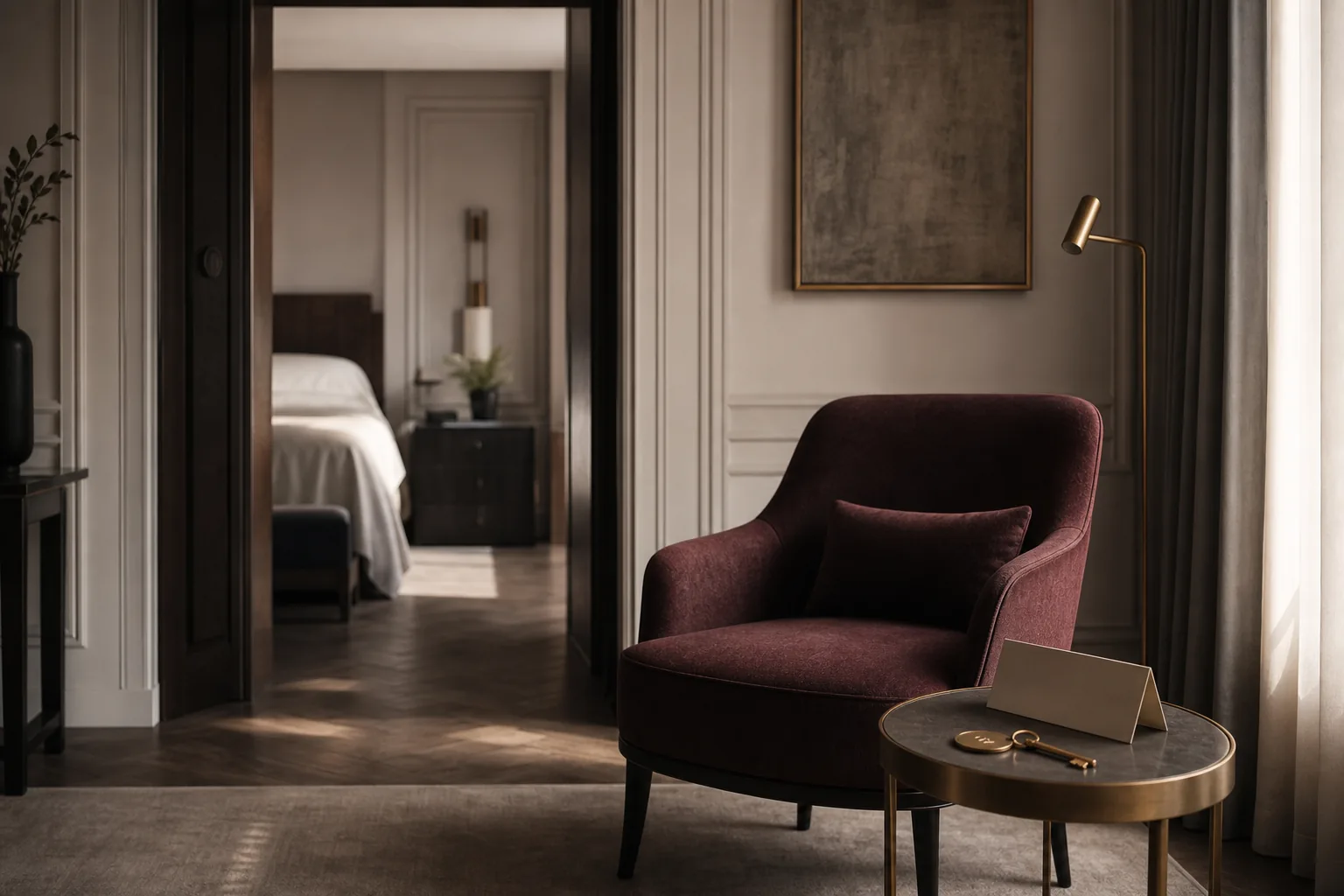 Suite d’un palace, espace de vie et de service